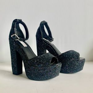 Steve Madden Wackyy glitter disco platform heels size 8